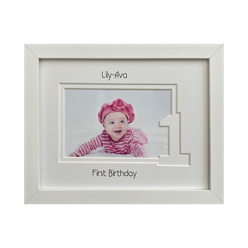 White First Birthday Picture Frame