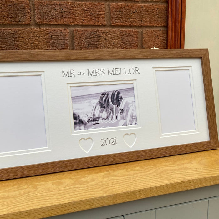 Mr & Mrs Wedding Photo Frame, Dark Brown