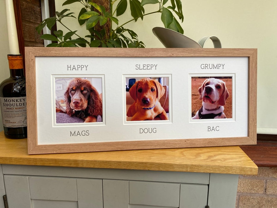 Here we have Happy, Sleepy and Grumpy dogs in our family - Multipicture collage frame