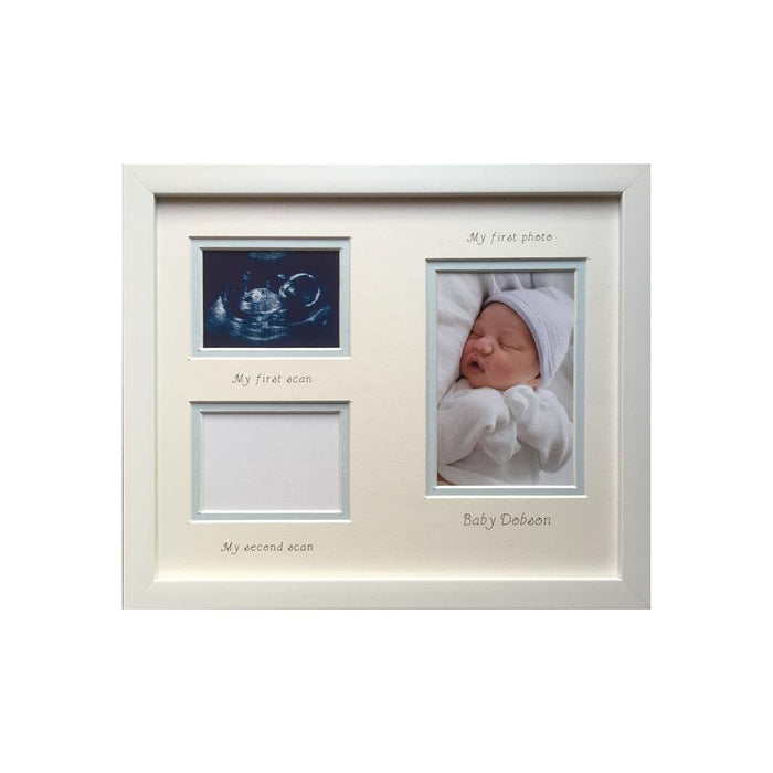 Personalised Boy Double Scan Picture Frame, White - Azana Photo Frames