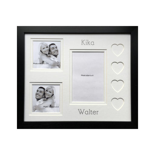 Personalised Name Love Heart Couple Photo Frame 12 x 10 Black