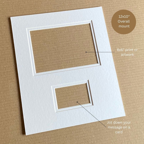 12x10 Picture Mount - 2 Apertures for Print 8x6