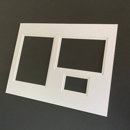 Double mounted 3-Aperture picture mount on black background