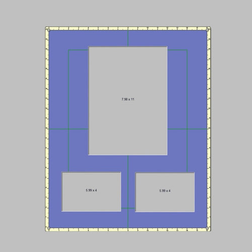 Picture layout of 3 apertures in custom sizes (demo in blue) - Azana