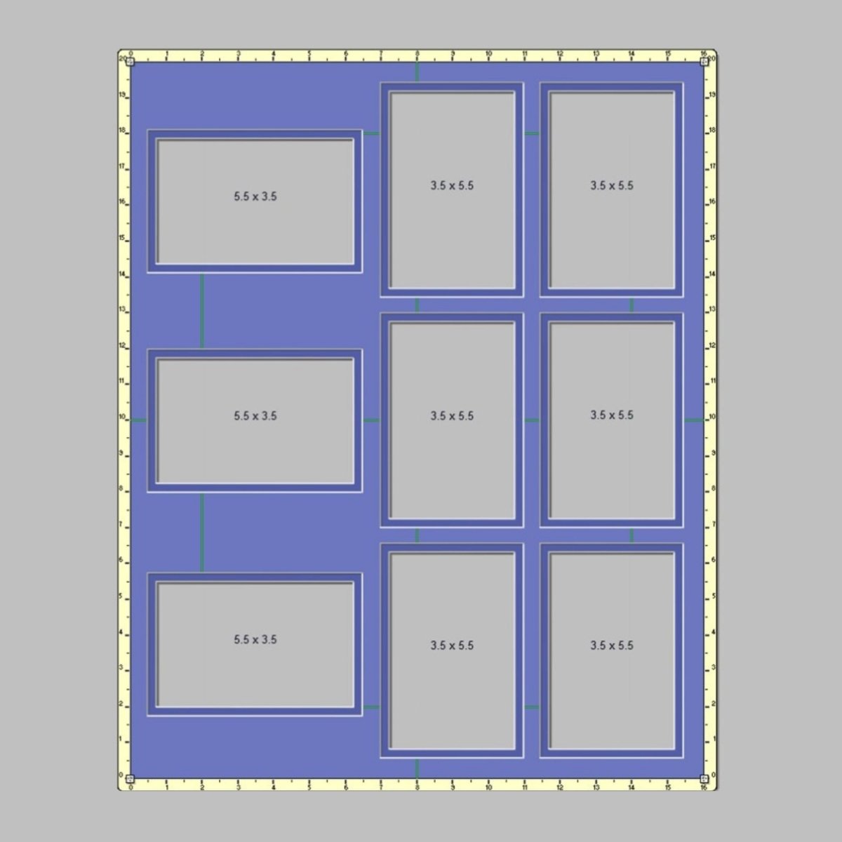 Picture layout demo of 9 apertures in vaious sizes - Azana