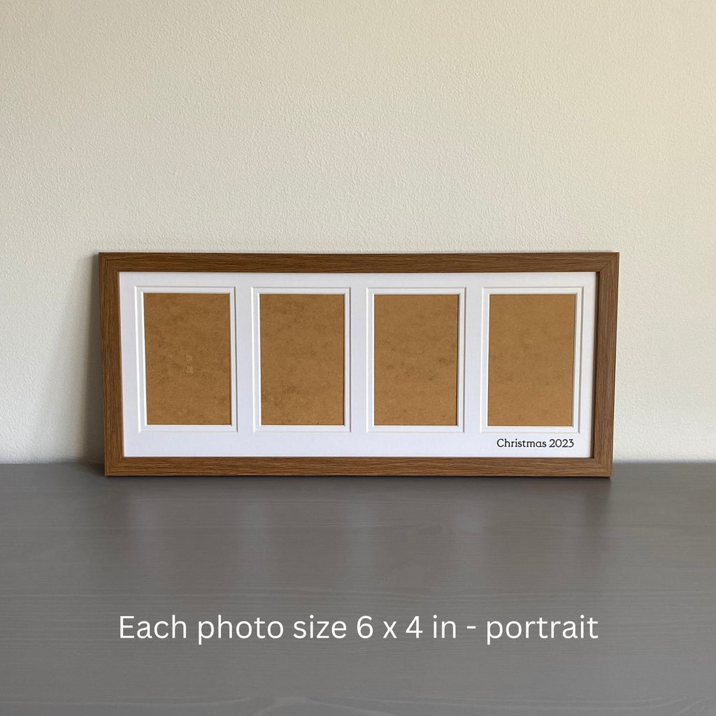 Dark Brown Multipicture Photo Frame, holds per 6x4 inches photo on grey dresser - Azana Photo Frames