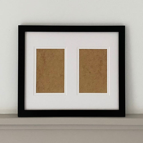 Framed with two apertures on a white background