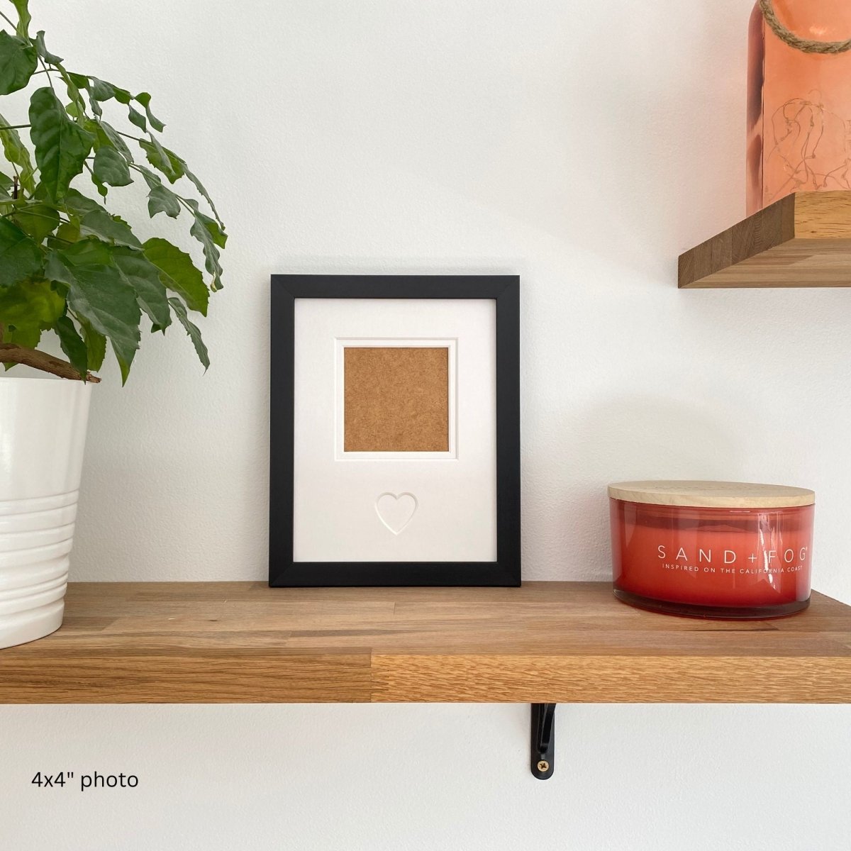 Black Heart-shaped Picture Frame, Photo size 5x4, 4x4