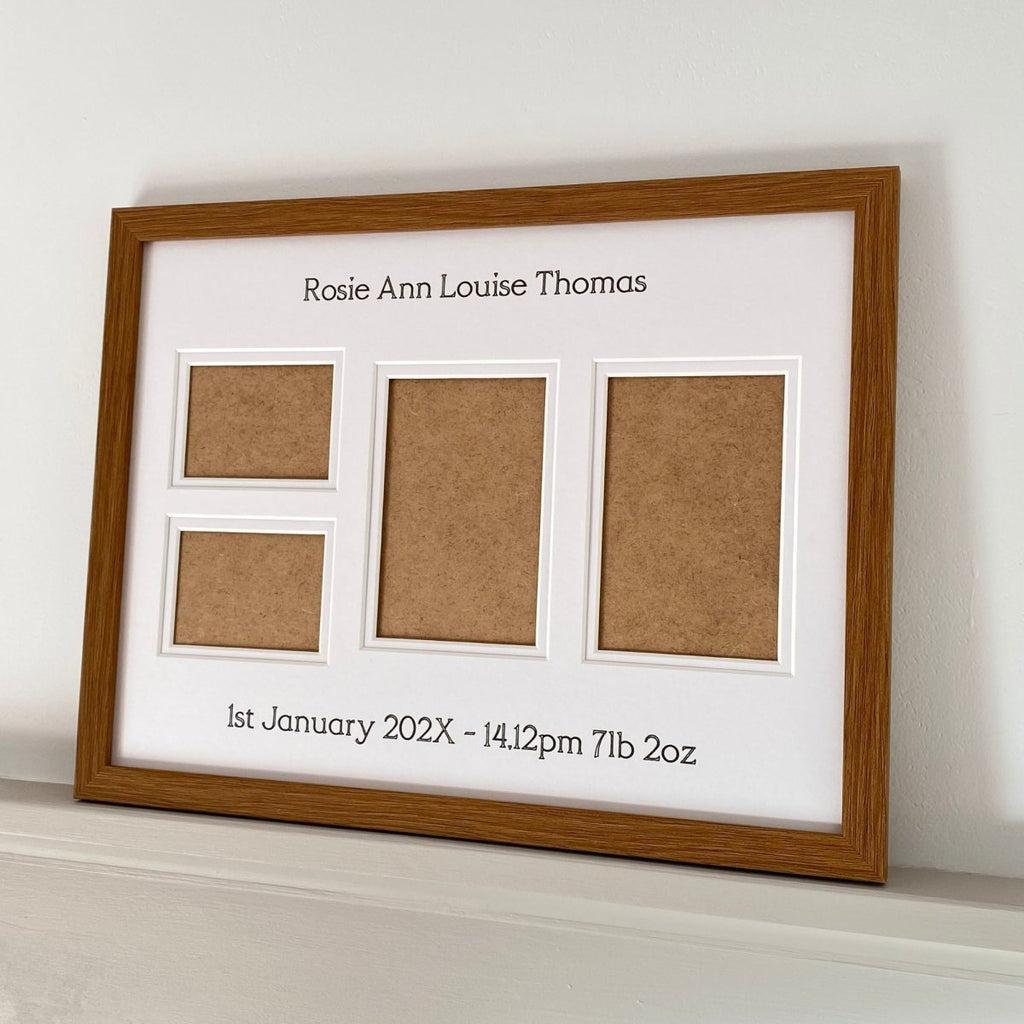 Dark brown picture frame, 4 openings for family & wall galleries photograph memories