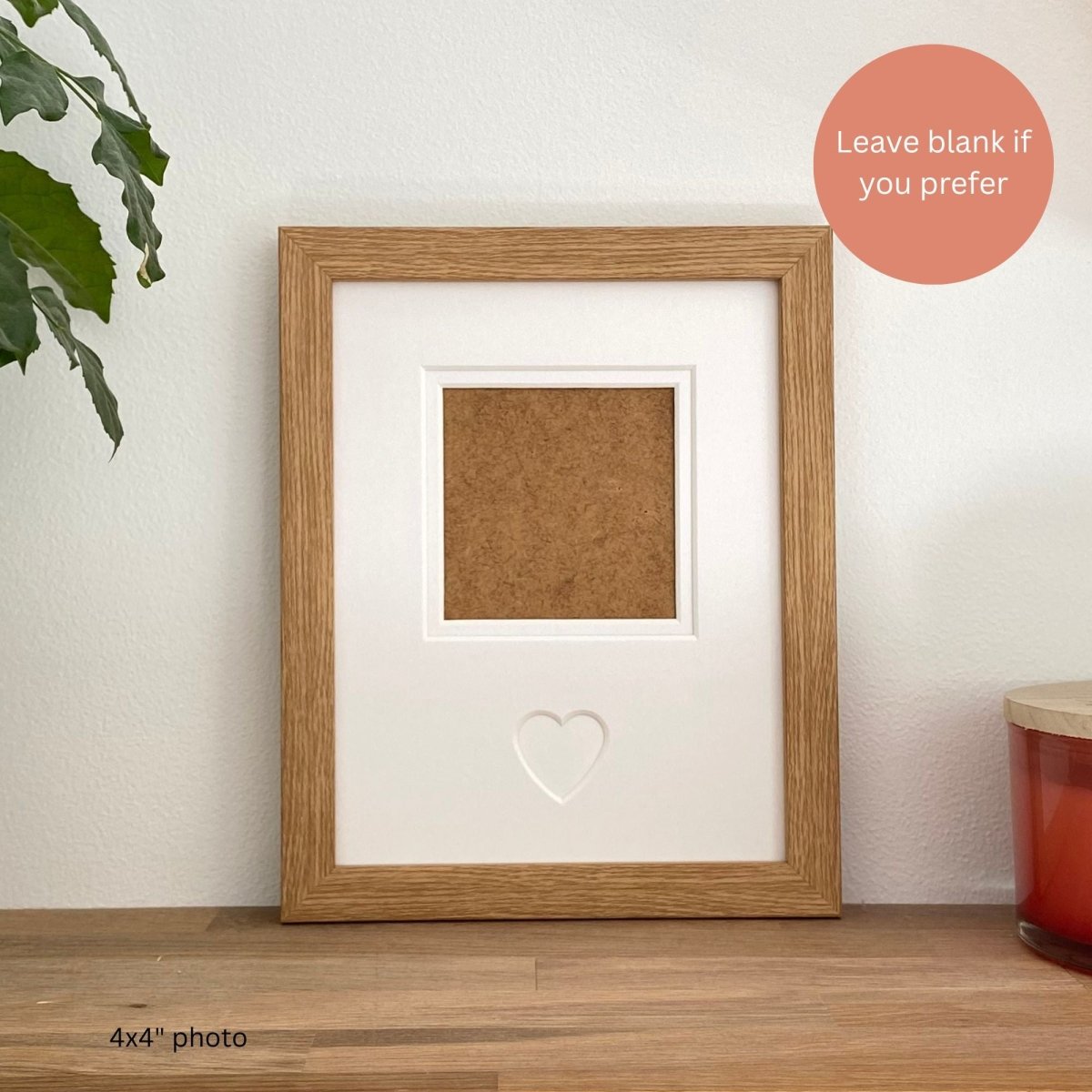 Single-aperture light brown picture frame lifestyle shot with home decor