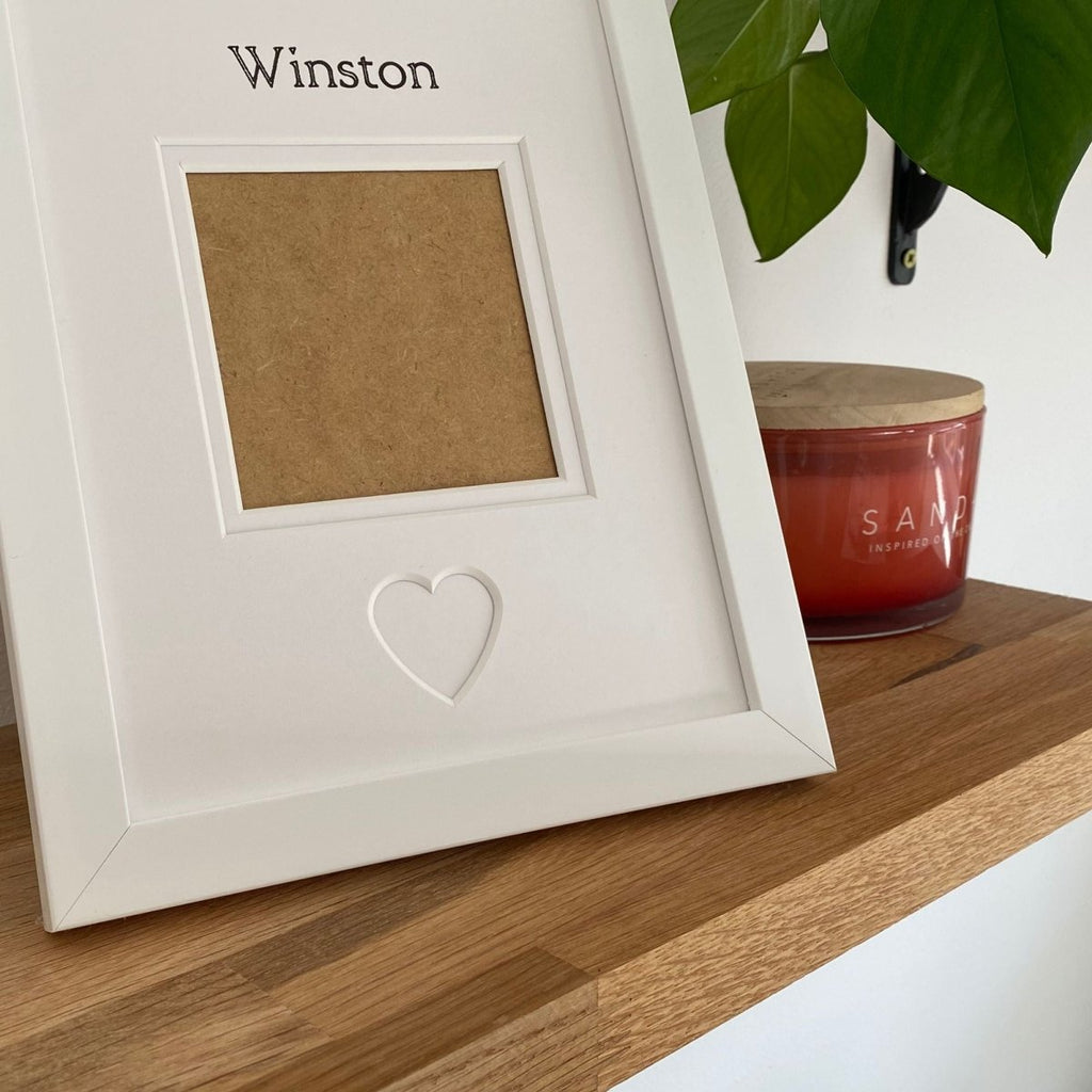 Personalised Pet Heart Photo Frame, White