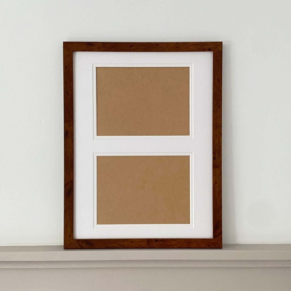 Teak Large Frame, Custom Cut Two Aperture Picture Mounted