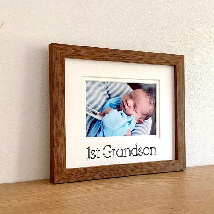 1st Grandson Brown picture frame on the shelf