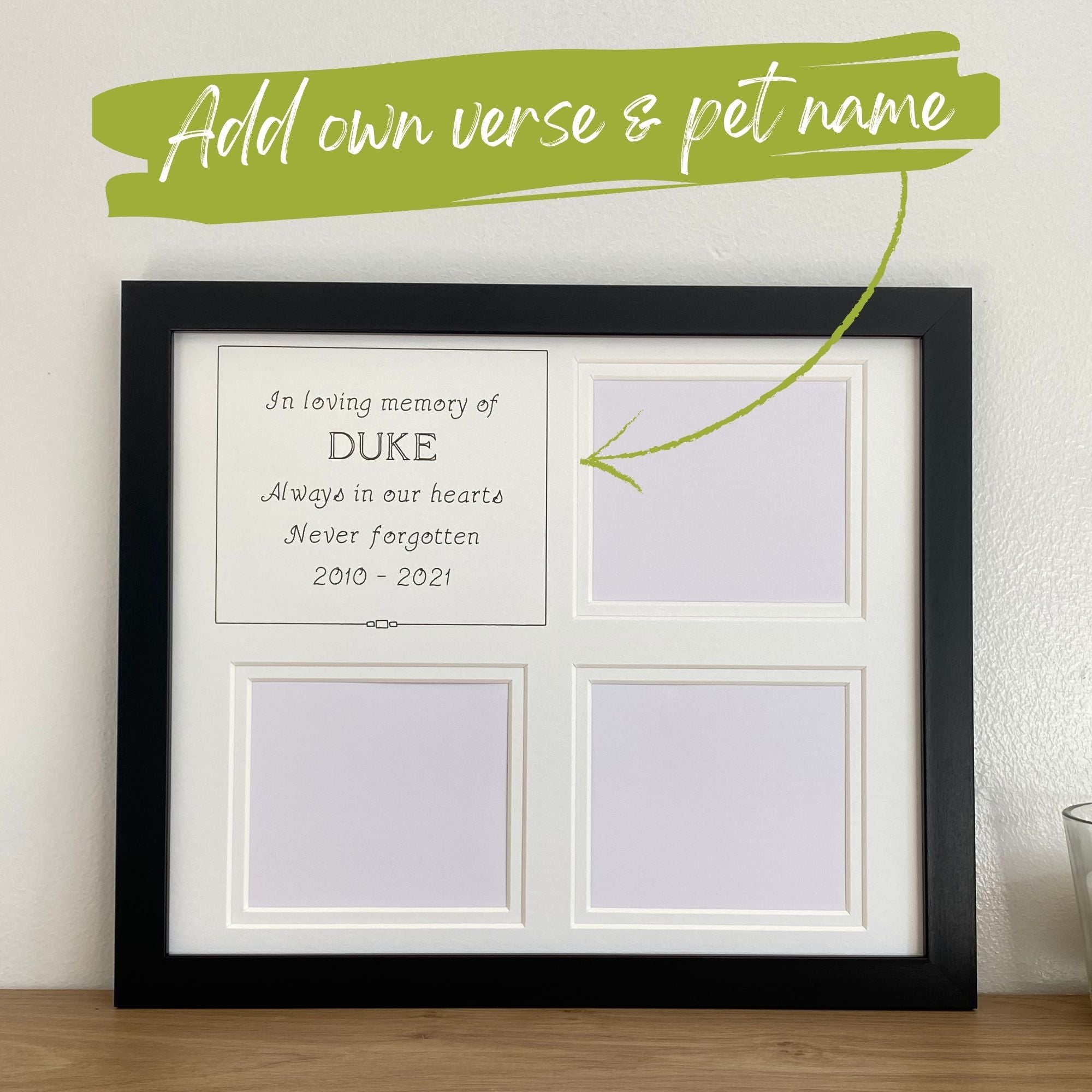In loving Memory Pet Dog Loss Picture Frame - Black 12 x 10, add own verse and name
