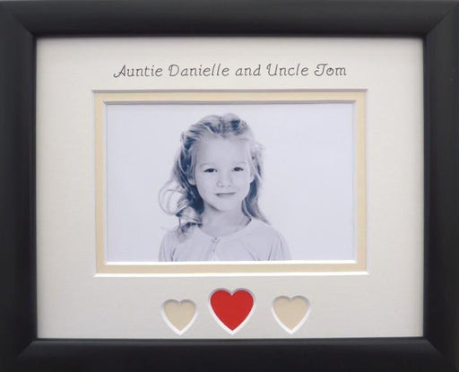 Auntie and Uncle Hearts Photo Frame Landscape 9 x 7 Black