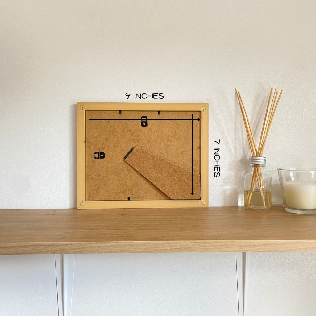 Back of a photo frame 9 x 7 inside measurement on the shelf