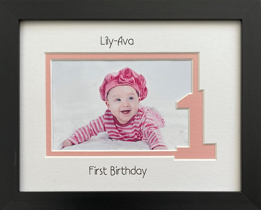 Personalised Baby Girl 1st Birthday Photo Frame, Black
