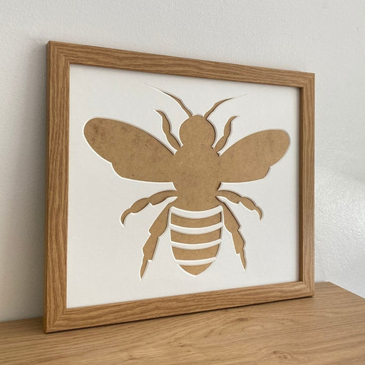 Light brown, bee silhouette picture frame