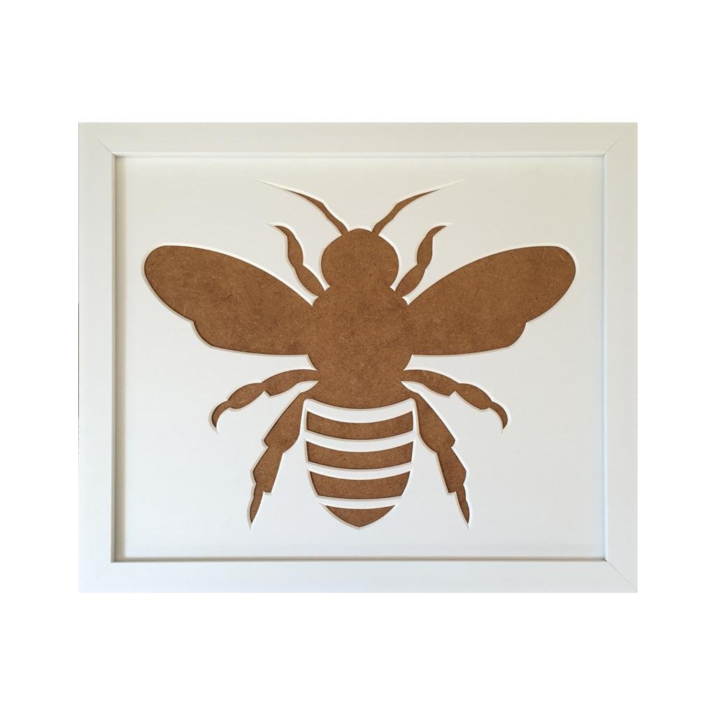 white frame, bee shape silhouette 