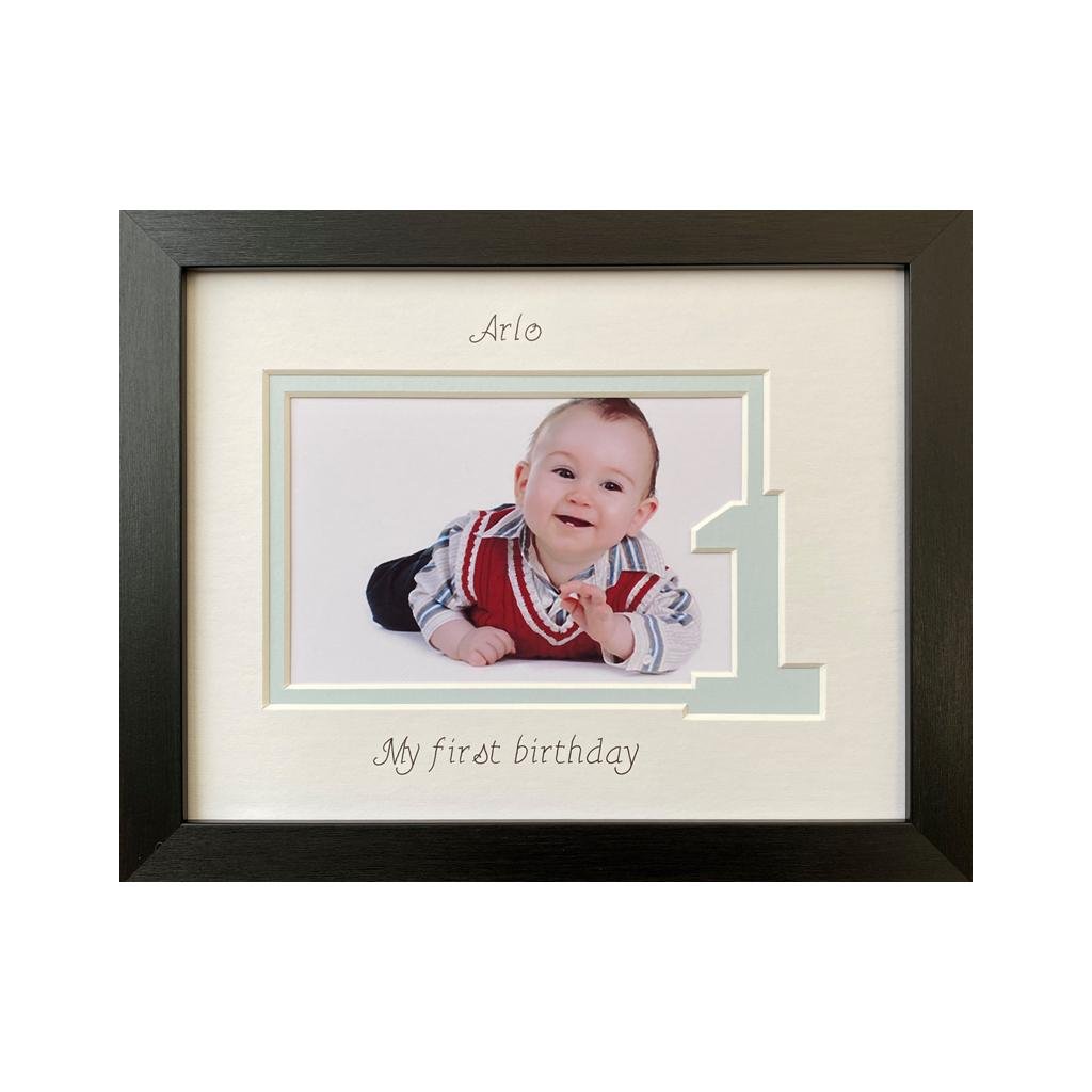 Boy 1st Birthday Photo Frame Black
