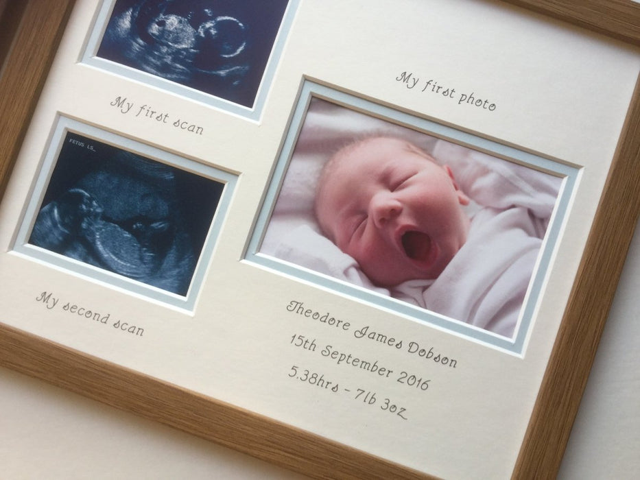 Baby Double scan and 1st photo frame, dark brown - Landscape - Azana Photo Frames