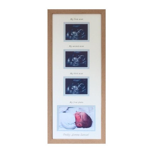 Boy Triple Baby Scan Picture Frame, Light Brown - Azana Photo Frames