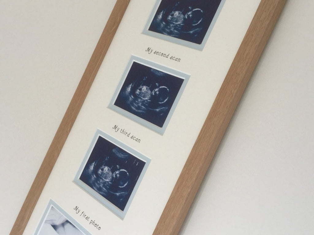 Boy Triple Baby Scan Picture Frame, Light Brown - Azana Photo Frames