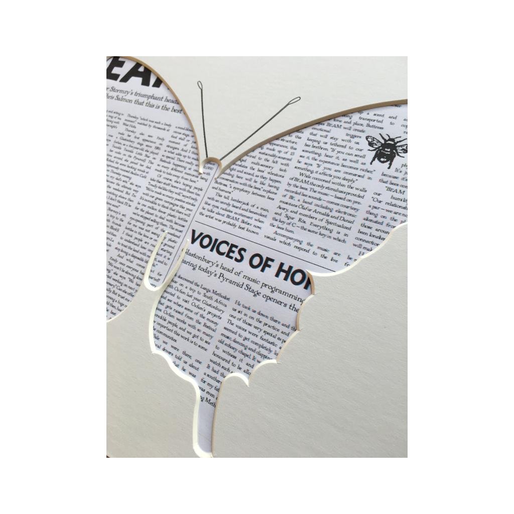 Butterfly Silhouette Mount - newspaper