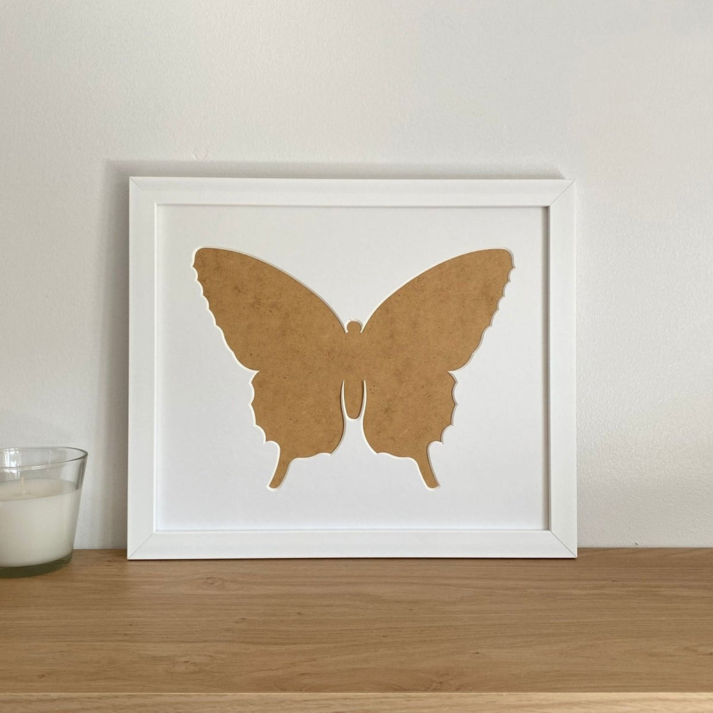 White silhouette frame, large butterfly - Azana Photo Frames