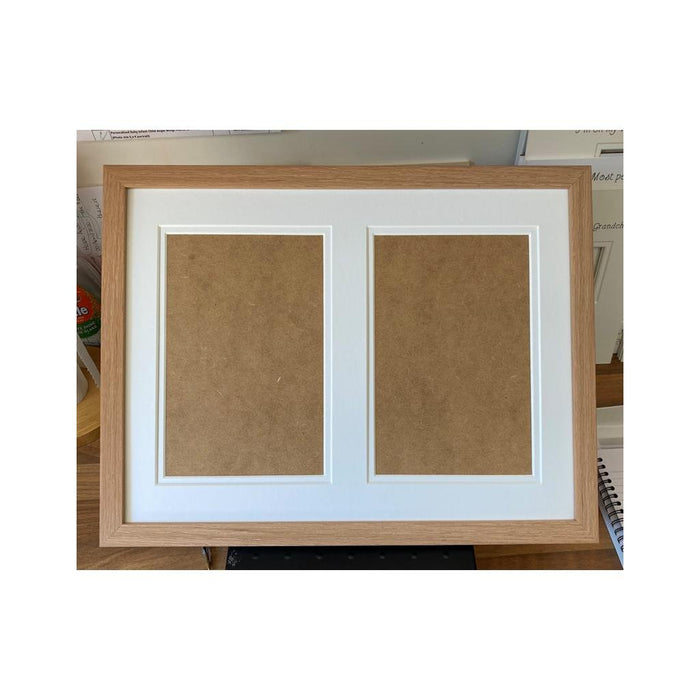 Two Aperture Picture Frame, Light Brown