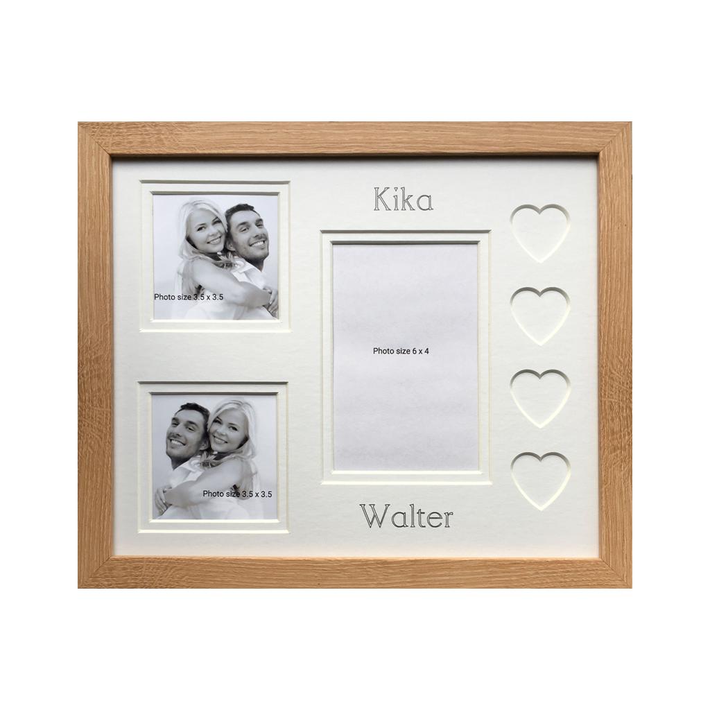 Customised Name Love Heart Photo Frame 12 x 10 Beech - Azana Photo Frames