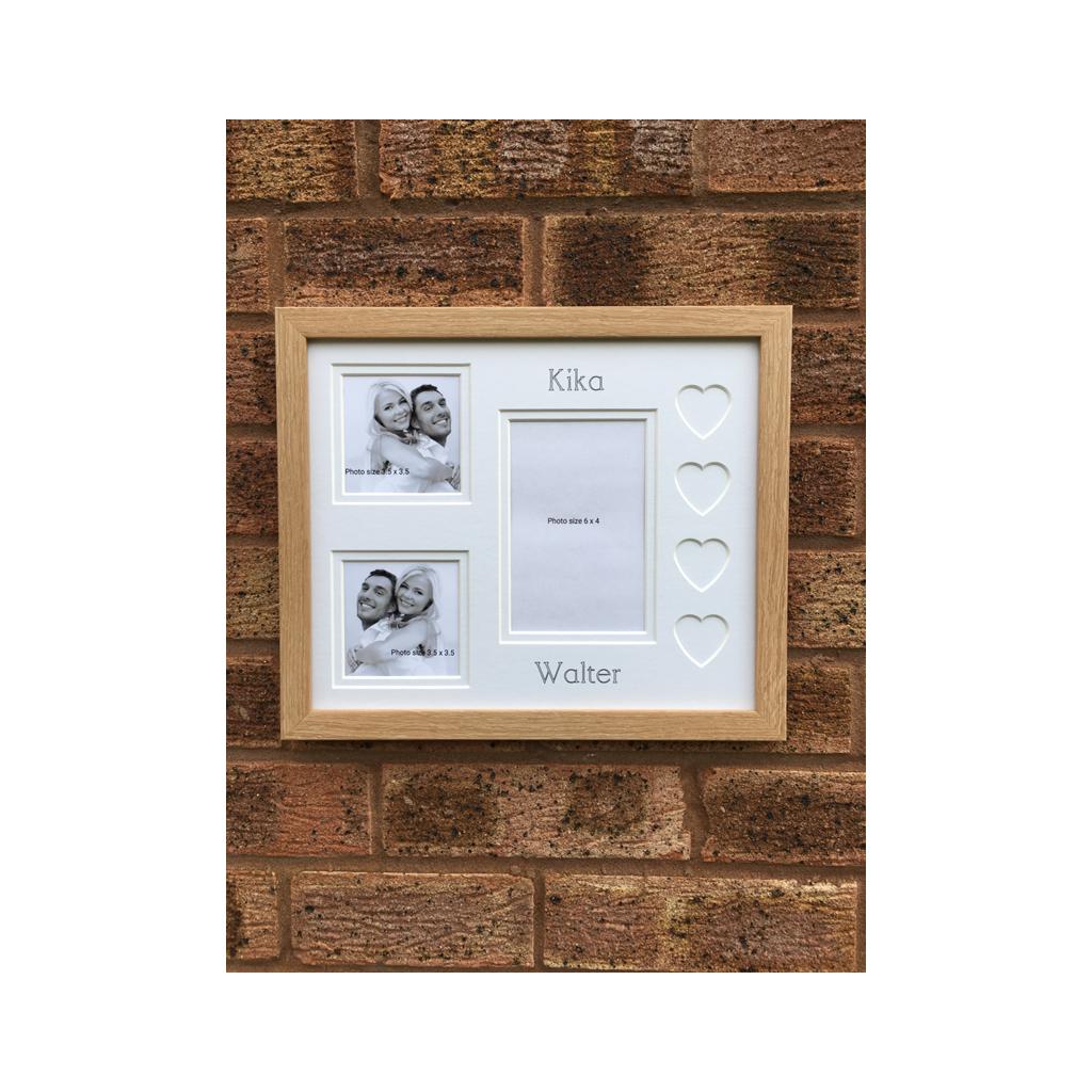 Customised Name Love Heart Photo Frame 12 x 10 Beech - Azana Photo Frames