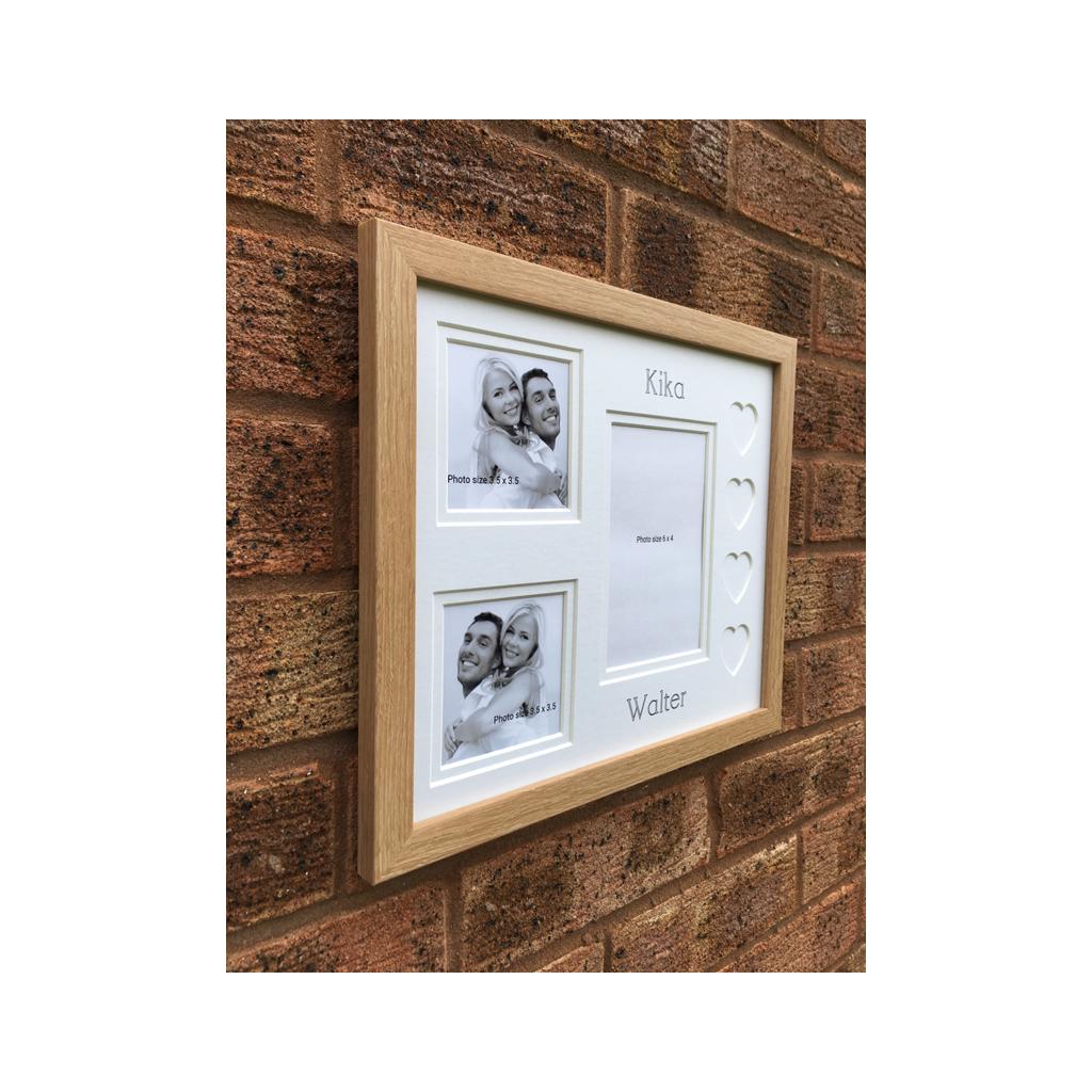 Customised Name Love Heart Photo Frame 12 x 10 Beech - Azana Photo Frames