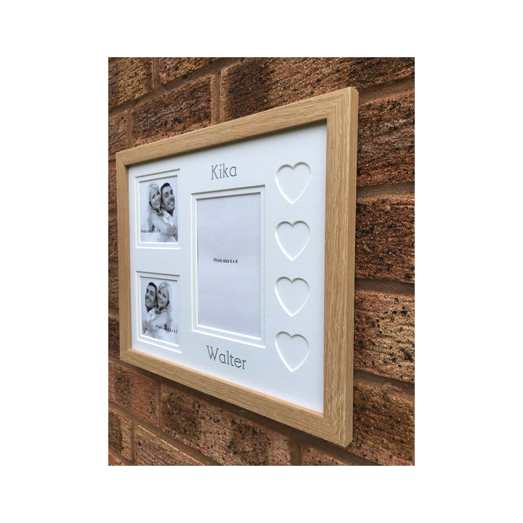 Customised Name Love Heart Photo Frame 12 x 10 Beech - Azana Photo Frames
