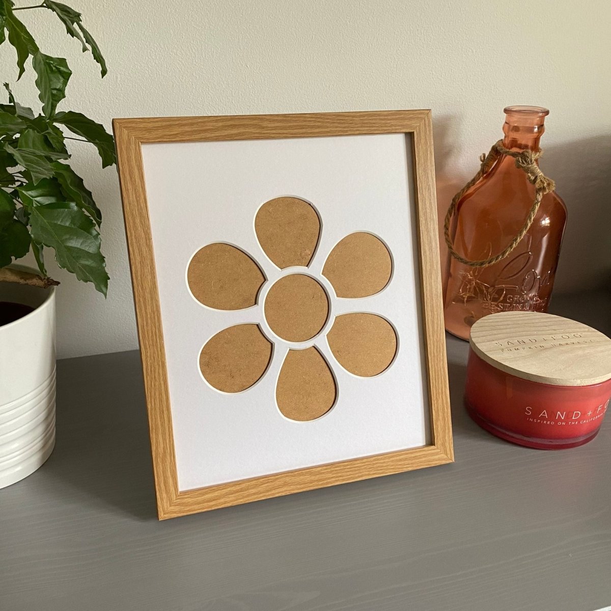 Daisy Flower Silhouette Picture Frame, Light Brown - Azana Photo Frames