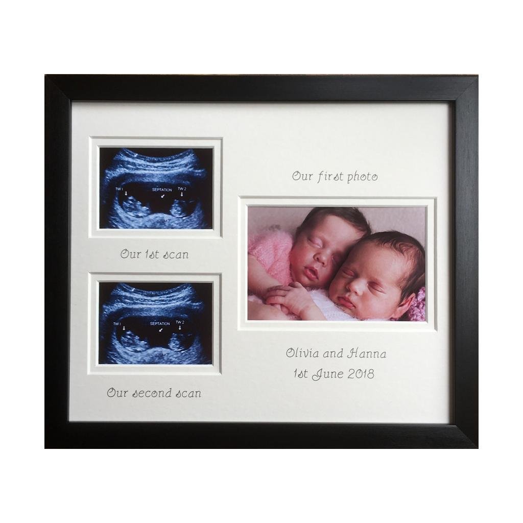 Double Baby Scan Twin Triplet, Black Photo Frame - Azana Photo Frames