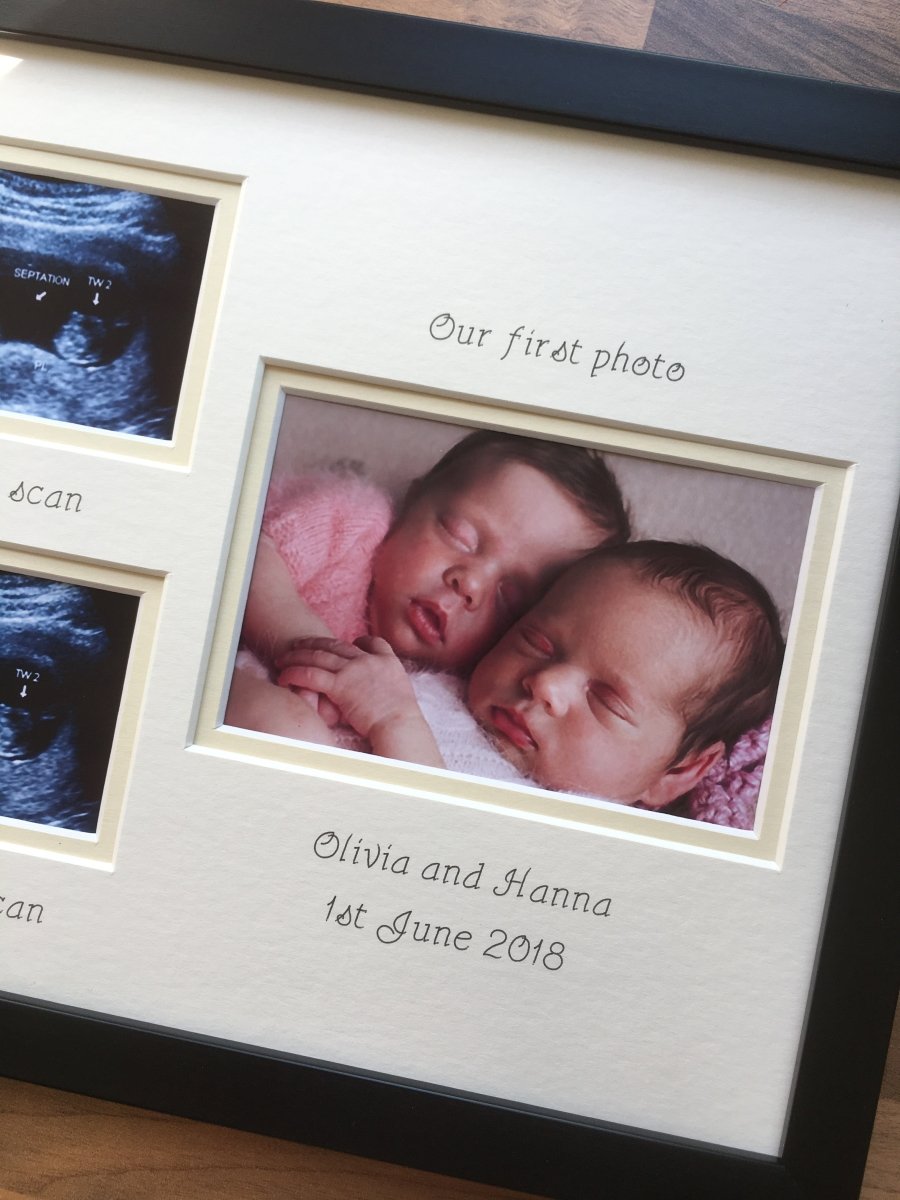Double Baby Scan Twin Triplet, Black Photo Frame - Azana Photo Frames