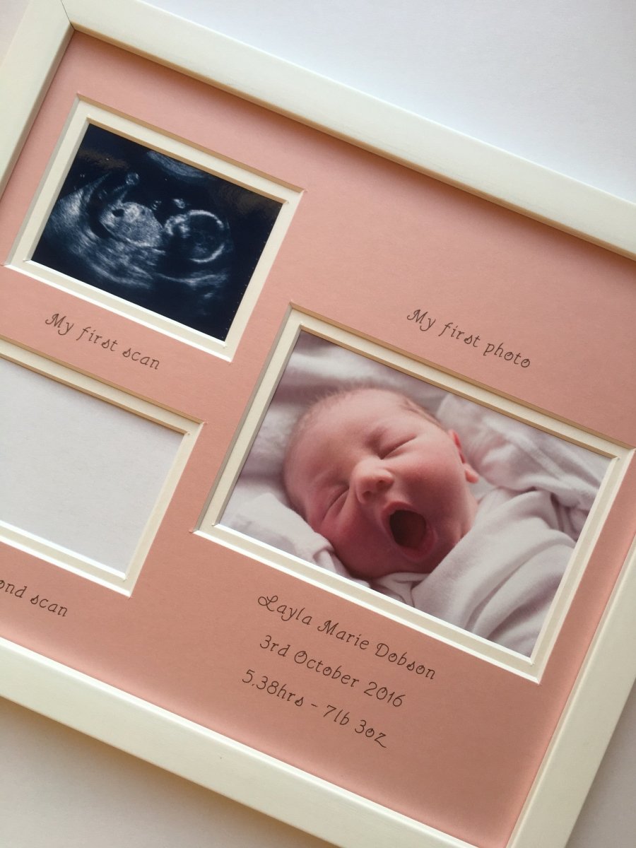 Baby Double Scan and First Photo Frame 12 x 10 Pink