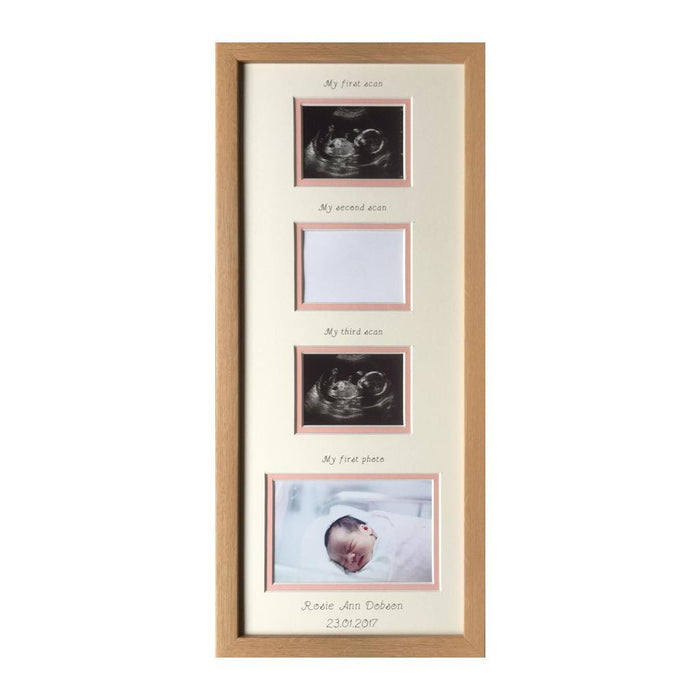 Girl Multi Baby Scan Picture Frame, Light Brown - Azana Photo Frames