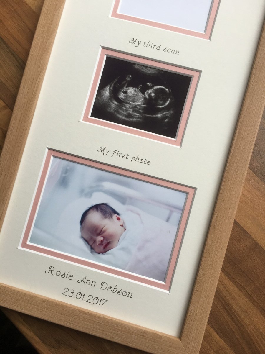 Girl Multi Baby Scan Picture Frame, Light Brown - Azana Photo Frames