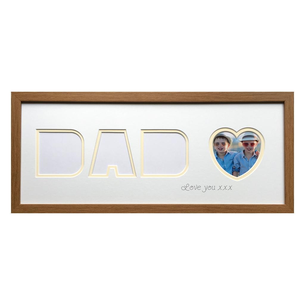 Love You Dad Heart Photo Frame - Oak