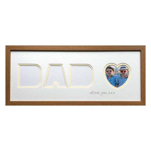 Love You Dad Heart Photo Frame - Oak