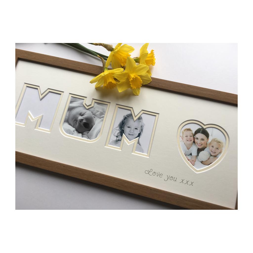 Mum Heart Collage Oak Photo Frame
