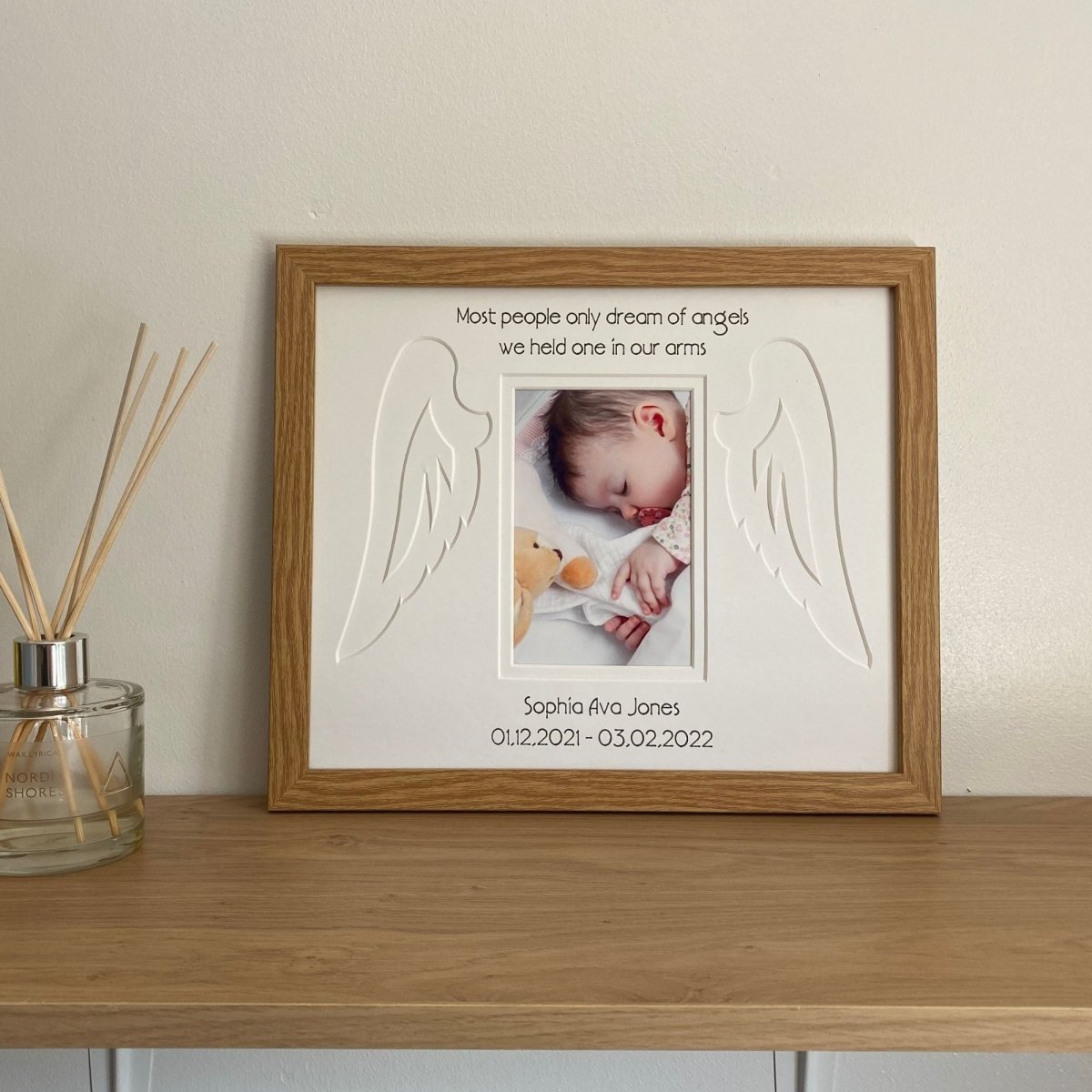 Light Brown wood-grain effect - Angel Wings Picture Frame