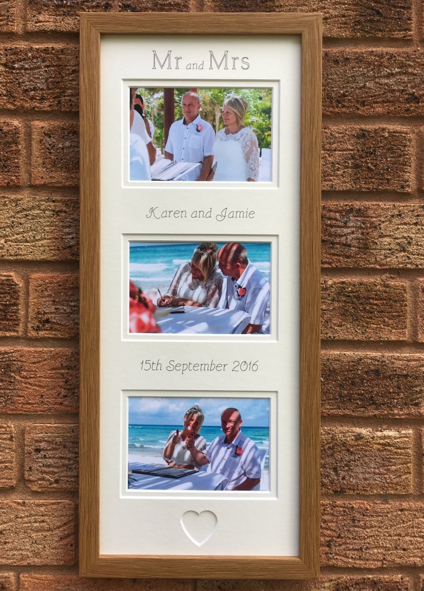 Mr & Mrs Picture Frame, Oak 20 x 8
