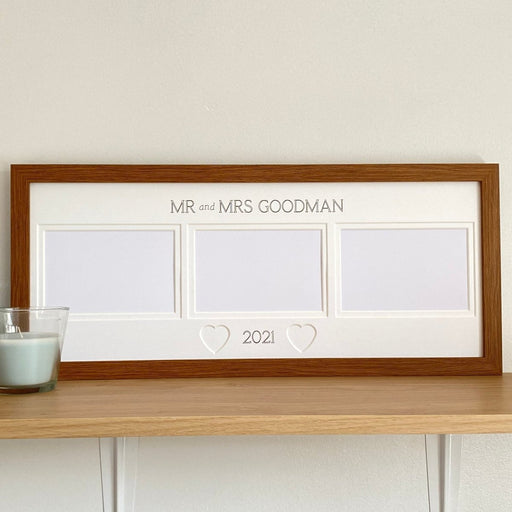 Wedding Picture Frame with three landscape photo mat insert