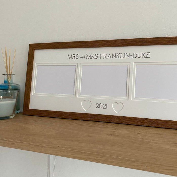 Mrs and Mrs Wedding Picture Frame, Dark Brown