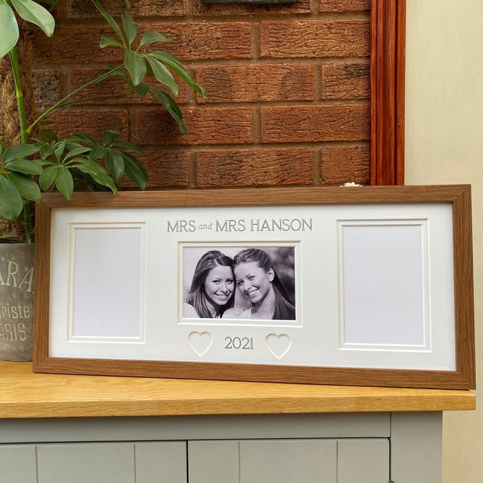 Mrs and Mrs Wedding Picture Frame, Dark Brown - Azana Photo Frames