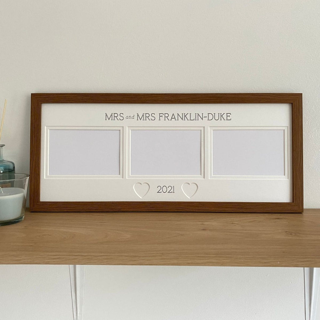 Mrs and Mrs Wedding Photo Frame, Dark Brown