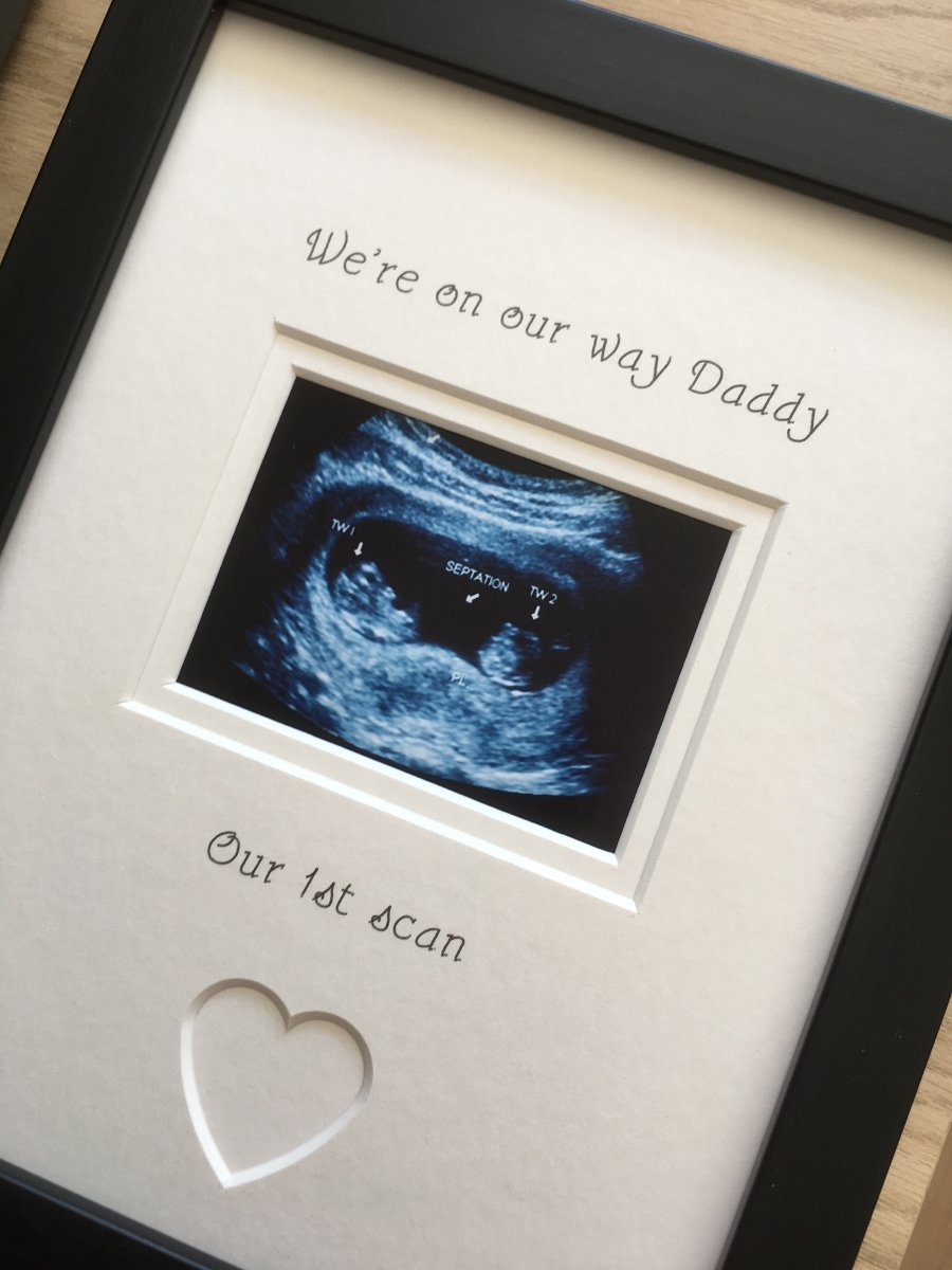 On Way Daddy Twin Triplet 1st Scan Photo Frame 9 x 7 Black - Azana Photo Frames